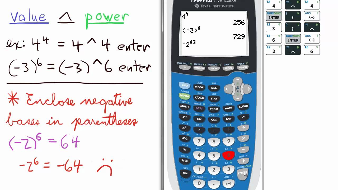 Positive Integer Exponents TI 84 Calculator Exponent Series - YouTube