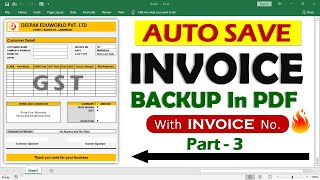INVOICE PART 3 - How To Auto Save Excel Invoice Back Up in PDF With Invoice Number | HINDI
