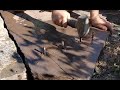 how to cut flagstone with just a hammer-- or an angle grinder--or a drill