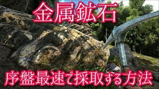 ARK 金属鉱石　序盤最速で採取する方法