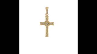 14k Yellow Gold 1/6ct. Real Diamond Latin Cross Pendant