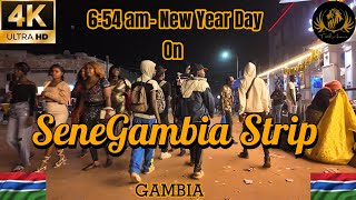 [4k] 🇬🇲 Virtual walk at 6:45Am On New Year's Day On SENEGAMBIA STRIP In THE GAMBIA-West Africa.