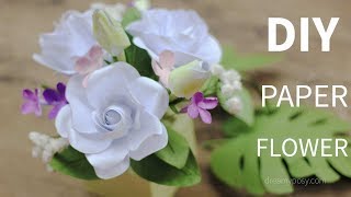 [FREE template]: How to make paper gardenia and paper foliage from printer paper,