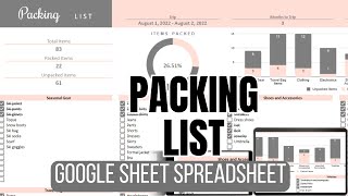 Packing List Spreadsheet (Google Sheets)