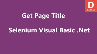 Selenium Visual Basic .Net Get Page Title