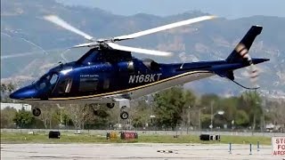 Agusta A109 Executive Helicopter Engine Start, Warm-Up \u0026 Departing Van Nuys Airport N168KT