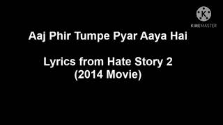 aaj phir tumpe pyar aaya hai lyrics song