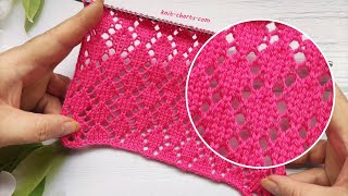 Lace Diamond Stitch Pattern | Ajour-Rautenmuster stricken | Punto Rombi ai ferri| Punto Rombo calado