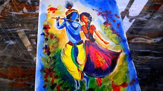 Radha Krishna painting,Acrylic painting on canvas,how to draw holi,RadhaKrishna playing holi drawing