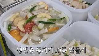 냉면육수용 동치미 10통 만드는법 [레시피]