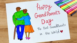 Grandparent's Day Drawing // How to Draw Grandparents Day Card // Grandparent's Day Greeting Card