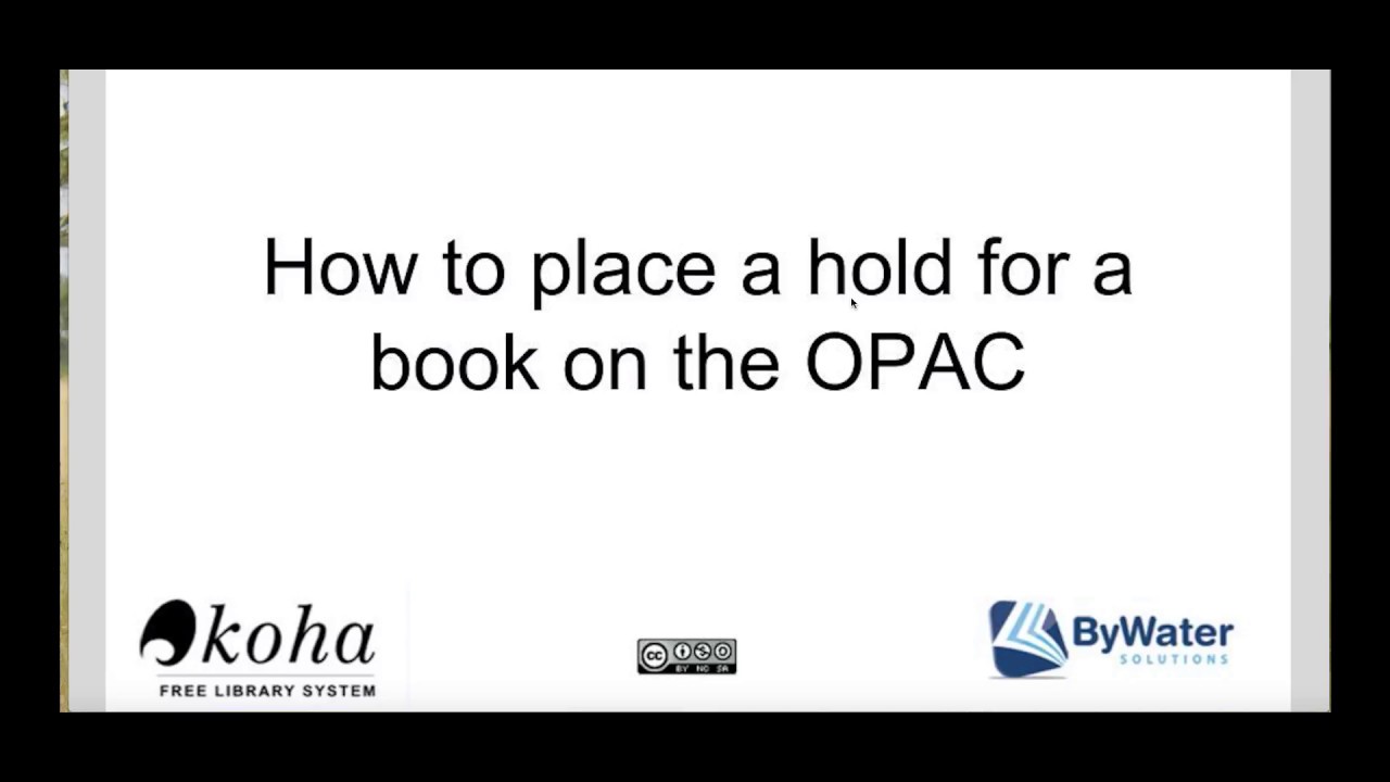 Patron Tutorial Placing A Hold On The Opac Youtube