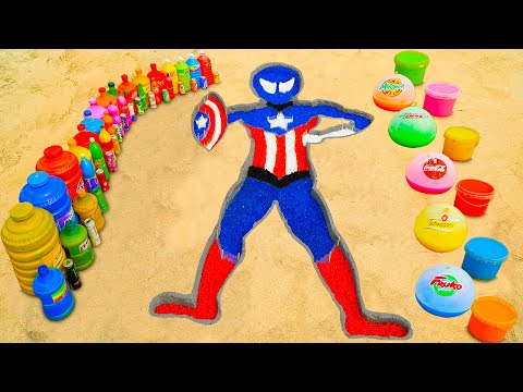 EXPERIMENT: How to make Captain Spiderman with Orbeez from Big Coca Cola vs Mentos & Popular Sodas