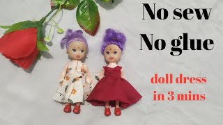 DIY Mini doll dress | barbie  dress | no sew barbie dress