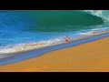 Raw Footage - Surfers Try to Ride Massive Beach Waves on Tiny Surfboards in Mexico