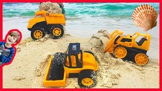 Construction Trucks Working at the Beach