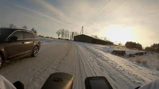 Winter cycling in minus 15 degrees, snow, sunny day: Kegums - Lielvarde, Latvia (for indoor cycling)