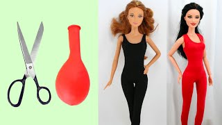 DIY Doll Jumpsuit Making With Balloon 🎈How To Make Jumpsuit For Barbie 👗 Doll 👗 Mask Dress 😷