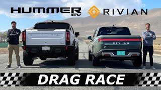 2022 GMC Hummer EV vs Rivian R1T // DRAG & ROLL RACE
