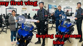 MY FIRST VLOG BUYING R15 V4 RACING BLUE Takingdeliveryof my r15v4 🔵#Arjun25vlogs#newvlog #firstvlog