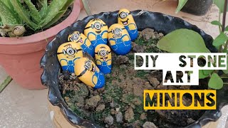 Stone Painting | Minions Stone Painting | Ideas For Garden | Rock Painting Idea