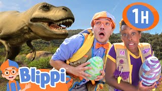 Blippi and Meekah Escape the Dinosaur Chase! | Blippi & Meekah Challenges and Games for Kids