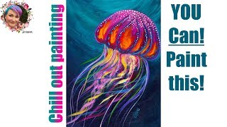 Jellyfish Easy Mellow Step by step Painting in acrylic🎨🐙 Live streaming | TheArtSherpa
