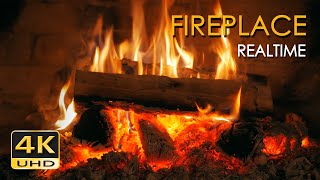 4K HDR Fireplace REALTIME   6 Hours   Relaxing Fire Burning Video & Crackling Sounds   NO LOOP   UHD