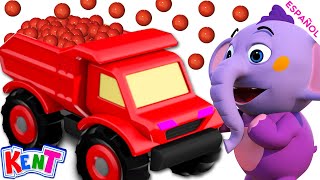 Kent el Elefante | Juega y aprende - Camioncitos de colores cargados de bolitas