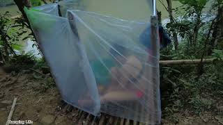 Amazing Bushcraft outdoor bathroom made of plastic wrap ! Survival Alone Living Off Grid