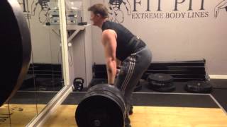 Deadlift. 175kg (385lbs) x2 reps.