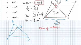 HKCEE II 2008 MC Q21 Area of Triangle \u0026 Parallelogram