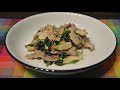 【男の自炊】 110 豚肉とほうれん草のナンプラー炒め “stir fried pork and spinach with fish sauce”