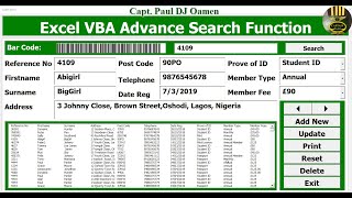 How to Create Advanced Search Function and Add Data, Delete, Update in Excel Using VBA - Part 2 of 2