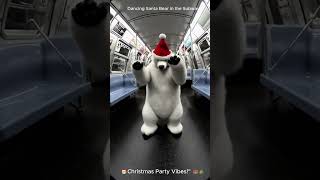 🐻Dancing Santa Bear in the Subway - Christmas Party Vibes!\