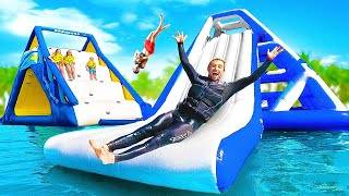 Best Trick At Inflatable Water Park Wins!