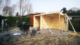 Timelapse opbouw Outdoor Life Products blokhut Lavatera