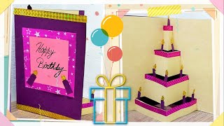 How To make Birthday Cake Pop Up Card(Let's Craft| Hand made Greeting Card DIY |Card Making)