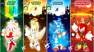 Alan Walker Amy VS Tails VS Sonic VS Knuckles | Believer vs Alane walker Alone vs Faded | Tiles hop