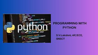 PROGRAMMING WITH PYTHON | EMBEDDED SYSTEMS AND IoT | SNS INSTITUTIONS