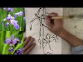 中国画课：鸢尾花 chinese painting class iris