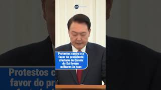 Protestos marcam divergências de posição sobre presidente da Coreia do Sul | SBT Brasil (04/01/25)