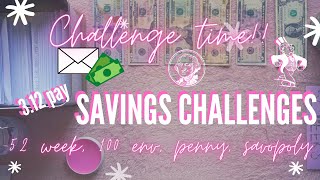 STUFFING MY MONEY CHALLENGES 💵✨ | #SAVOPOLY, #52WEEKS, #100ENVELOPES, #PENNYCHALLENGE | 3/12 PAY