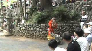 Clowns of three-lion dances: 青木神社獅子舞の道化たち