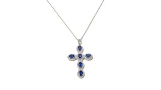 Rarities 4.75ct Kyanite and White Zircon Cross Pendant