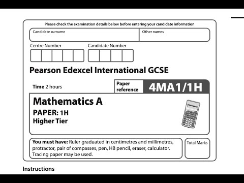 IGCSE Pearson Edexcel Mathematics June 2022 1H Paper (Part 3 Of 4 ...