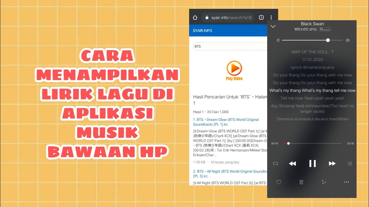 TUTORIAL CARA MENAMBAHKAN LIRIK LAGU DI APLIKASI MUSIK BAWAAN HP - YouTube