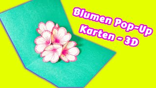 Basteln mit Papier: Blumen Pop-Up Karte falten. DIY Geschenke selber machen: Blume falten