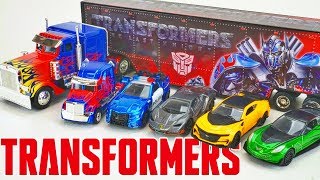 Transformers The Last Knight Optimus Prime Hauler and Diecast Flame Semi Truck Collection