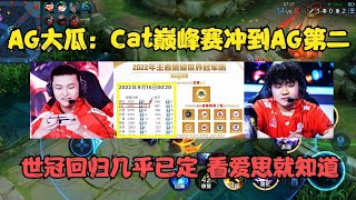 AG大瓜：Cat巅峰赛冲到AG第二，世冠回归几乎已定，看爱思就知道